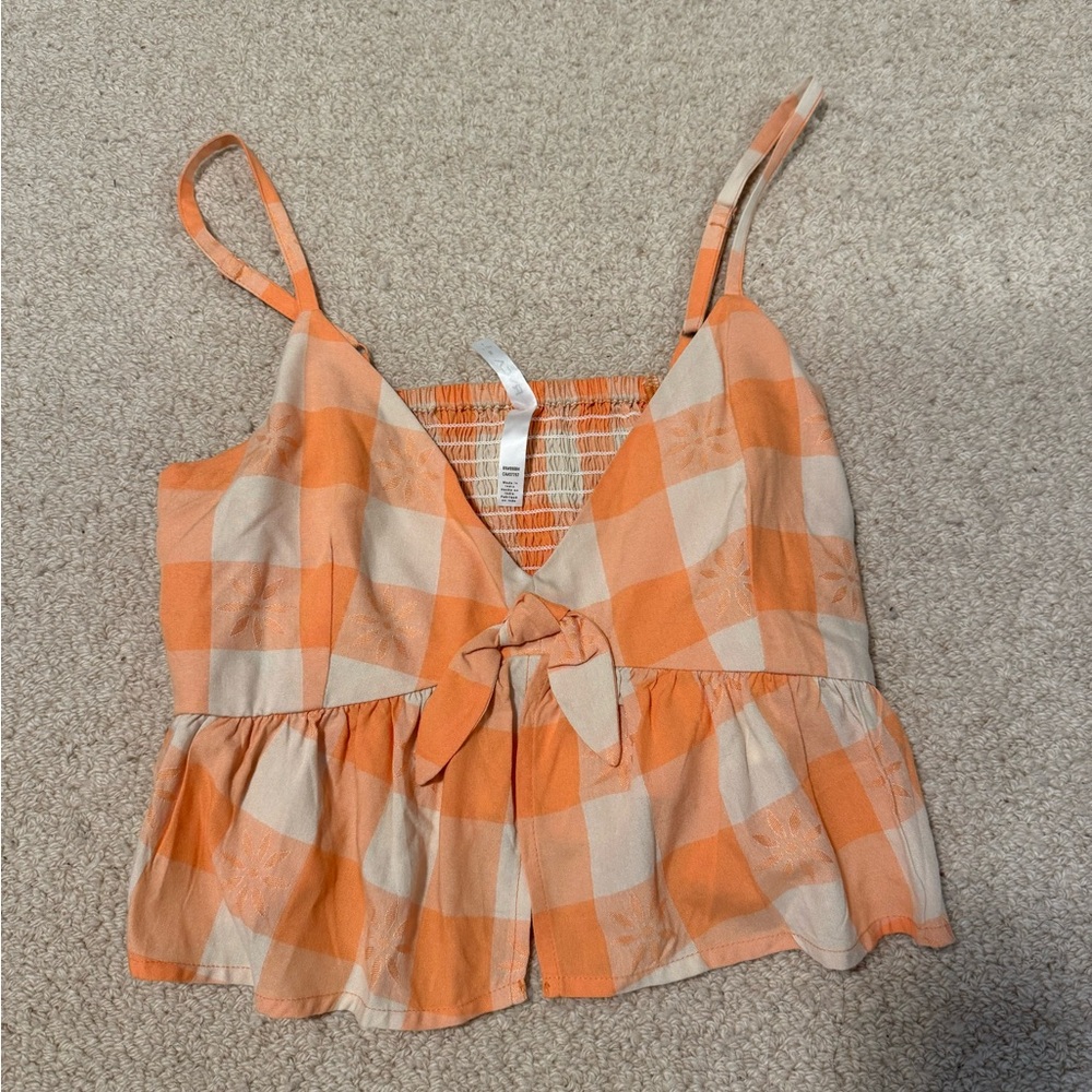 RVCA Orange Camisole Crop Top with Tie Front